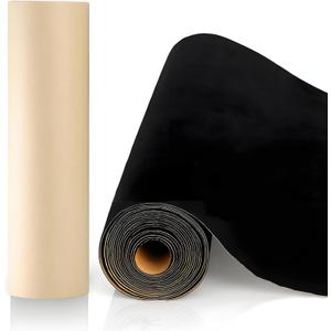 Self Adhesive Felt Fabric, 130''L x 17''W Soft Black Velvet Drawer Liner Roll, DIY Velvet Fabric Peel and Stick Felt Arts Crafts Tape for Jewelry Box, Cup Mats, Picture Frames, Chair Legs