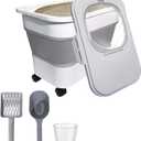 Collapsible Cat Litter Storage Container with Rolling Casters,20 Lbs Cat Litter Storage with Wheels,Airtight Lids,Cat Litter Shovel,Portable Cat Litter Storage Bin Container,BPA Free (Gray)