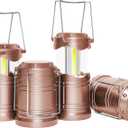 Lichamp LED Camping Lantern, 4 Pack Battery Powered Flashlight for Power Outages, Portable Collapsible Hanging Light Essential for Home, Outdoor, Emergency Lamp Survival Kit Gear for Hurricane,B4RG (Rose Gold)