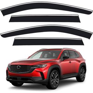 Window Visors Compatible with Mazda CX-50 CX50 2023-2026 Rain Guards Anti-Rain Window Visors with Tape 304 Stainless Steel TrimNoise Reduction&All-Weather Protection Outside Channel