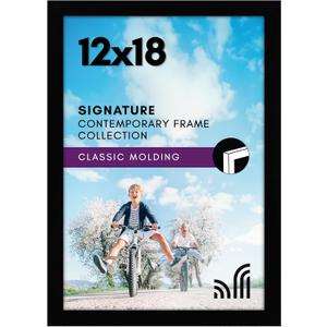 Americanflat 12x18 Poster Frame with Shatter-Resistant Glass - Signature Collection - Gallery-Style Frames Made of Engineered Wood - Photo Frame for Wall Display - Black