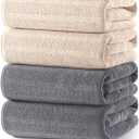 ecolook Microfiber Bath Towels Set of 2, 31 x 63 Inch Extra Large Bath Towel Set, Super Soft & Highly Absorbent, Quick Dry Lightweight Towels for Bathroom, Gym, Spa, Pool & Travel, Camel & Gray, 2 Pack Bath Towel