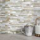 MOFIT 3D Stone Brick Backsplash Tile for Kitchen Peel and Stick Self-Adhesive Wall Tile,Marble Linear Mosaic Tiles Stickers Bathroom Wall Panels Fireplace Vanity (Castle Brown,10sheets)