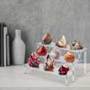 Hoewina 2PCS Acrylic Risers Display Stands, 3 Tier Perfume Organizer Display Shelf & Versatile Cupcake Stand Holder, Display Risers for Figures, Dessert Shelves for Party for Decoration and Organizer