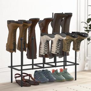 Boot Rack Free Standing Shoe Racks Shoe Storage Fit for 6 Pairs Boots Rack Organizer Boot Holders to Keep Them Straight for Dorm Room Closet Entryway Bedroom Patio Outdoor Hallway (Large with feet)