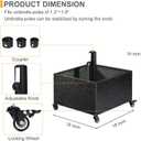SUNNYPARK Heavy-Duty Metal Umbrella Base Stand with Wheels, 150lb Capacity Portable Fillable Planter for Patio, Outdoor, Garden, Poolside, Yard & Lawn