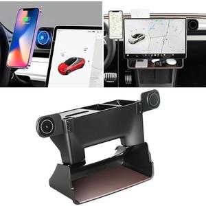 Center Console Organizer Tray for Tesla Model 3 Model Y w/ 15W Magnetic Wireless Charger Holder, Under Screen Storage Box Dashboard Organizer Tissue Holder for 2024-2017 Model 3 Model Y Accessories
