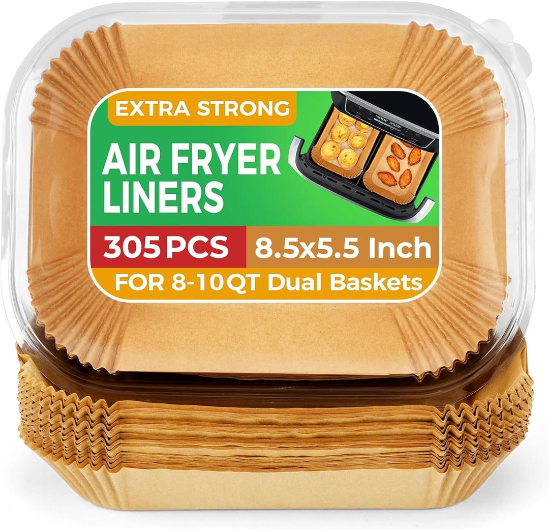 305 Pcs Air Fryer Liners Disposable for Ninja DZ201, Rectangle Air Fryer Liners Air Fryer Accessories, Dual Baskets Air Fryer Parchment Paper Sheets by CTIZNE