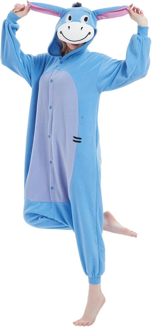 Animal Onesie Adult One Piece Cosplay Costume Pajamas for Women Men (Large, Multicolor Donkey)