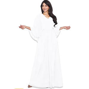 KOH KOH Womens V-Neck Elegant Batwing Cape Sleeves Cocktail Maxi Dress Gown, 160/S