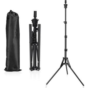 Mannequin Head Stand, Adjustable Wig Stand, Reinforced Metal Mannequin Head Stand for Cosmetology Hairdressing Training (BLACK)