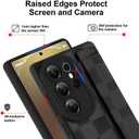 OOK Compatible with Samsung Galaxy S25 Ultra Silicone Phone Case with Strap, Trendy Checkerboard Pattern for Women Girls, Adjustable Finger Strap Kickstand Slim Protective Cover, Black Checkered