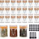1.7 oz Mini Glass Spice Bottles, 24 Pack Small Glass Jars with Airtight Lid and Leak Proof Rubber Gasket, Empty Spice Containers with Labels for Home and Kitchen