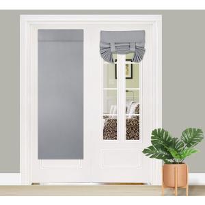 PI French Door Curtain 2 Panels,Room Darkening Privacy Thermal Insulated Window Shade for Glass Door/Front Door/Sliding Door/Patio Door (W26XL68-2PC,Light Grey) (26"W x 68"L (Pack of 2))