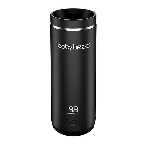 )Baby Brezza Superfast Portable Baby Bottle Warmer 67% Faster - Travel Breastmilk Warmer and Formula Warmer - Safe, Even Heating - Up to 9oz - No Adapters, (Black)