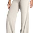 Aoxjox Women's Workout Athlenza Straight Leg Bottoms High Waist Lumastretch Gym Yoga Pants 33" (Large, Vanilla Beige)