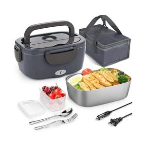 Carsolt Electric Lunch Box Food Heater for Adults 80W Portable Food Warmer for Car/Home 1.5L Heated Lunch Box for Adults, 12V/24V/110V Lunchboxes for Working Men, Portable Electric Lunchbox