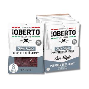 Oh Boy! Oberto Classics Thin Style Peppered Beef Jerky, 1.2 Ounce (Pack of 8) (EXP 03/27/27)