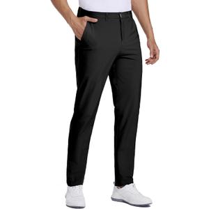 Golf Pants for Men Stretch Dress Pants Quick Dry Lightweight Slacks Trousers for Business Casual Travel (34W x 30L, Black)