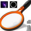 Large Magnifying Glass with 36 LED Light, 10X 20X 45X Handheld Illuminated Lighted Magnifier with 1 UV Light for Seniors Reading, Inspection, Coins, Exploring Close Work