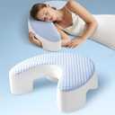 Side Sleeper Pillows for Adults, Ergonomic Memory Foam Pillow with Arm Hole Cooling Cervical Neck Pillow for Relieving Neck, Shoulder, and Knee Pain (Blue,17"x21")