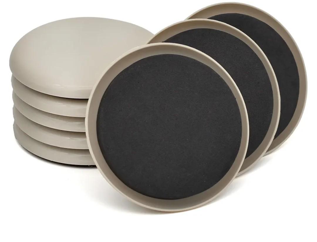 Sliders for Carpet 3-1/2", 8 PCS Furniture Movers, Heavy Duty Moving Pads, Chair Leg Floor Protectors, Reusable - Move Easily - Beige