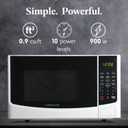 Farberware 0.9 Cu. Ft. Countertop Microwave Oven 900W Power, Auto Cook Settings, Defrost, and Safety Lock White