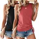 Womens Tank Tops 2 Pack Summer Tops Crew Neck Trendy Sleeveless Tops Cute Loose Fit Workout Casual Outfits 2026, M