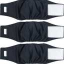 Wegreeco Washable Male Dog Belly Wrap - Pack of 3 - (Black,XX-Large)