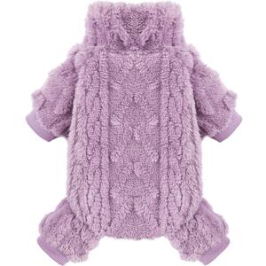 Dog Sweaters for Small Dogs Fleece Small Dog Pajamas Pet Clothes Cat Sweater Fall Winter Warm Puppy Clothes Boy Girl Doggie Outfits Jumpsuits for Chihuahua Yorkie, Purple2,XXS