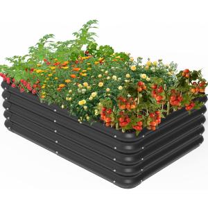 Outside Raised Garden Bed Kit for Vegetables, Herbs, Flowers, and Fruits, 3.0x1.8x1.0ft Planters Box for Outdoor Plants, Black