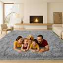 Large 9x12 Area Rug for Living Room, Soft Shag Rugs for Bedroom, Non-Slip Ultra Fluffy Rug,Modern Plush Carpet for Girls Boys Kids Room Dorm,Fuzzy Rug for Home Decor Aesthetic,Gray