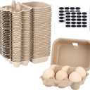 Paper Egg Cartons for Chicken Eggs, 36 Pieces Pulp Fiber Half Dozen Egg Cartons Bulk 6 Count Egg Storage Containers Holder for Family Farm Market Fridge Storing Chicken Eggs