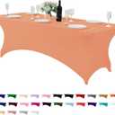 Spandex Table Cover for 8FT or 4ft or 6ft Table Universal Fitted Stretch Tablecloth for Party, Banquet, Wedding and Events-Peach