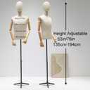 Male Mannequin Torso with Head, Male Dress Form Mannequin Body with Solid Wood Arm,76" Height Adjustable Clothing Manikin for Store Display, 62.99"~86.61"