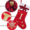 2 x HYTENSUN Letter Christmas Stockings 15.6 Inches Monogram Red Velvet with Bell Xmas Stockings Classic Personalized Stocking Decorations for Family Holiday Season Decor (Sod023rdd)