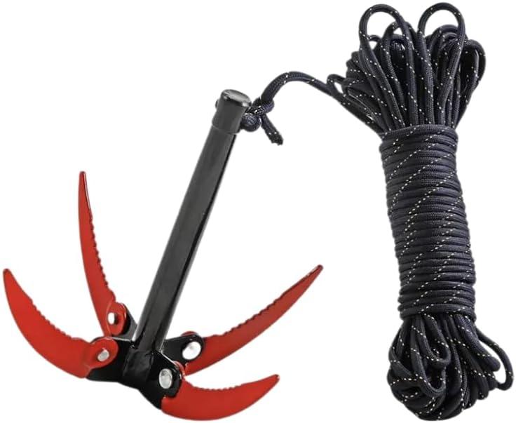 Outdoors Grappling Hook Survival Tool with Rope Folding Boats Anchor Sturdy Durable for Folding Grass Cutter Grass Cutter Water Grass Remover Fishing Water Grass Puller with