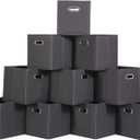 Foldable cube storage bins, Fabric Storage Box Cubes Organizer Baskets with Dual Handles for Home Organizer,Shelves,Closet,Set of 10,(Black)