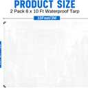 2 Pack 8 x 10 ft White Tarps, 5.5 Mil Heavy Duty Waterproof Tarp