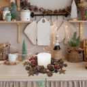 Winlyn 4 Pcs Christmas Jingle Bells Candle Rings Rusty Bells and Stars Wreaths Burgundy Berries 4.1" Center Mini Decorative Wreaths for Primitive Farmhouse Holiday Home Table Decoration Centerpiece