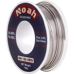 Noah Tin Lead Rosin Core Solder Wire for Soldering, Content 2.0% Solder flux Sn60-Pd40 (0.8mm, 100g)