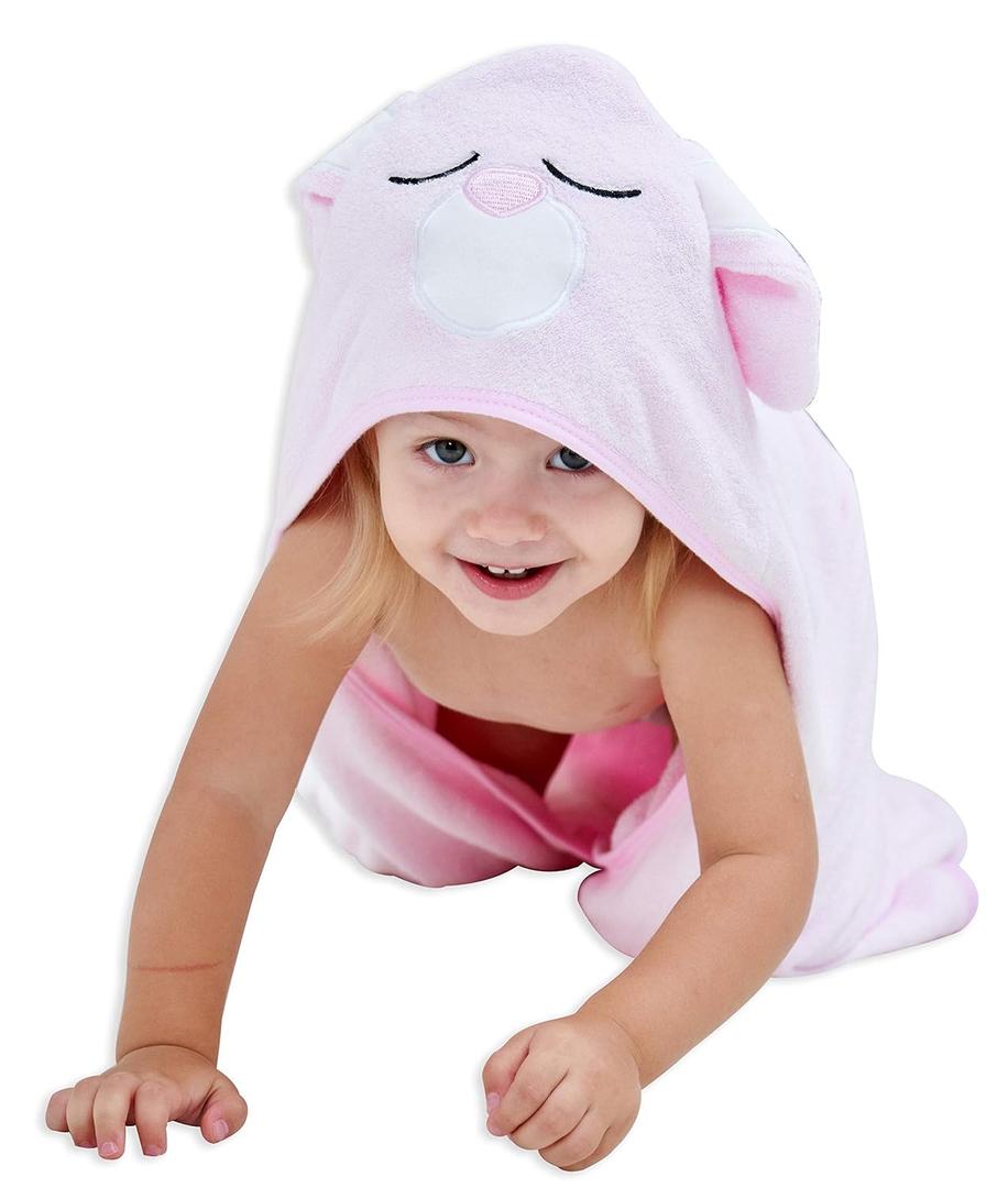 HIPHOP PANDA Hooded Towel - Rayon Made from Bamboo, Bath Towel with Bear Ears for Newborn, Babie, Toddler, Infant - Absorbent Large Baby Towel - Pink Rabbit
27x22"