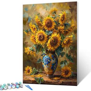 Tucocoo Vase of Sunflowers Paint by Number for Adults, DIY Oil Painting Kits on Canvas with Brushes and Acrylic Paints, Classical Still Life Floral Picture for Home Decor Gifts 16x20 inch (Frameless) (Artwork-23)