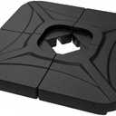 wikiwiki 230 Lbs Cantilever Offset Patio Umbrella Base, 4 PCS Weighted Umbrella Base for Outdoor Patio with Fill Spouts for Water or Sand, Square Compact Stand Plate Set, Black