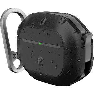 Keybudz for Waterproof AirPods 4 Case with Lock - IP68 Waterproof and Dust Proof, Shockproof Protector, Heavy Duty Rugged Protection, Drop Proof Hard Cover for AirPods 4th Gen (Carbon Black)