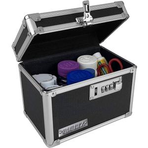 Vaultz Medicine Lock Box - 5 x 7 x 5 Inches - Secure Cabinet Safe with Combination Lock - Ideal for Medications and Small Valuables - Black