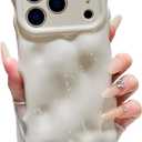XIZYO for iPhone 17 Pro Case 6.3 Inch Cute Wave Pattern Aesthetic Phone Case 3D Curly Wavy Shape Plating Glitter Bling for Women Girls Soft Bumper Silicone Shockproof Cover, Cream Beige