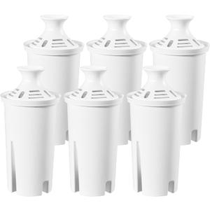 Water Pitcher Filter Replacement for Brita Water Filter, Pitchers and Dispensers, Compatible with Brita Classic,Elite, OB03, Standard, 0806, Ultramax,and Mavea 107007(6 Pack)