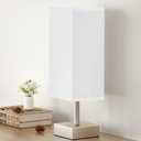 aooshine Antique Small Table Lamp - Bedside Lamp for Bedroom, Minimalist Nightstand Lamp with Square Fabric Shade, Desk Lamp for Kids Room Dorm (12.8in)