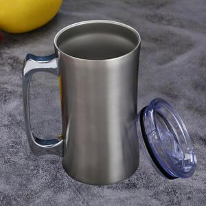 Stainless Steel Beer Mugs, Insulated Coffee Cup Tumblers, 20oz Double Wall Beer Stein with Handle and Lid, Metal Tankard for Hot and Cold Beverages, Bar Drinkaware